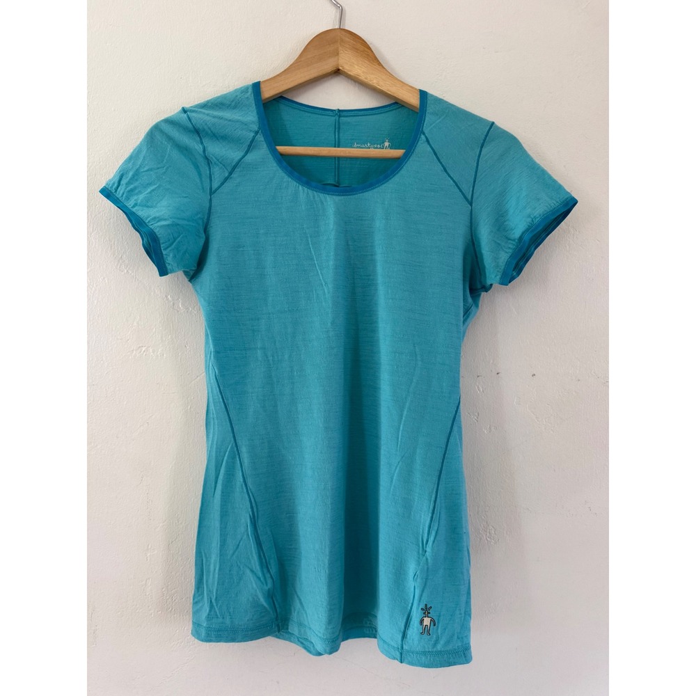 Smartwool Womens XS Teal Blue 100% Merino Wool Short Sleeve Base Layer Tee Top